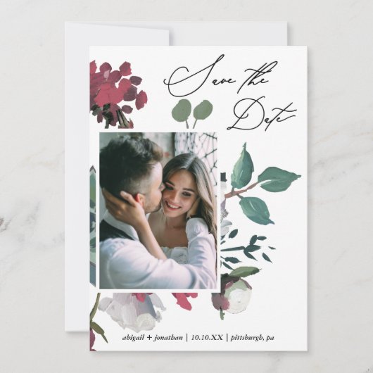 かわいらしフローラ水彩花束写真 セーブザデート (正面)