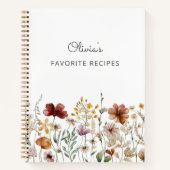 かわいらしフローラ水彩野花レシピ本 ノートブック (正面)
