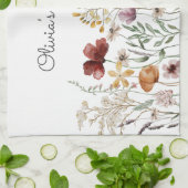 かわいらしフローラ水彩野草園 キッチンタオル (折り畳み)