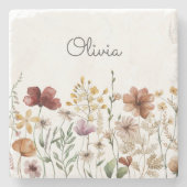 かわいらしフローラ水彩野草園 ストーンコースター (正面)