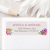 かわいらしフローラ水色カスタム差出人住所 ラベル (インサイチュ)