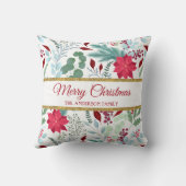 かわいらしフローラ水色グリッター赤ポインセチア クッション (裏面)