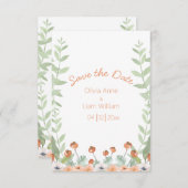 かわいらしフローラ水色スクリプモダント セーブザデート (正面/裏面)