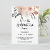 かわいらしフローラ水色フローラベビーシャワー 招待状 (スタンド正面)