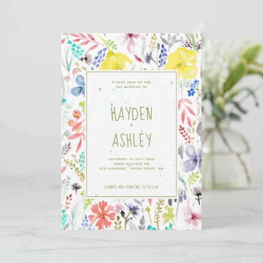 かわいらしフローラ水色結婚式招待状 招待状 (スタンド正面)