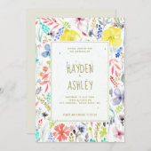 かわいらしフローラ水色結婚式招待状 招待状 (正面/裏面)