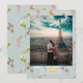 かわいらしフローラ水色 |日付の保存 セーブザデート (正面/裏面)