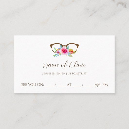 かわいらしフローラ眼鏡検査アポイントメント 予約カード (正面)