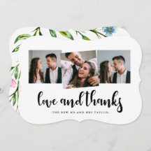 かわいらしフローラ結婚の感謝フォトカード