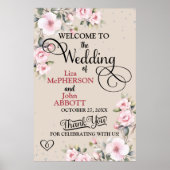 かわいらしフローラ結婚の歓迎サイン ポスター (正面)