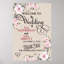 かわいらしフローラ結婚の歓迎サイン ポスター