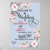 かわいらしフローラ結婚の歓迎サイン ポスター (正面)