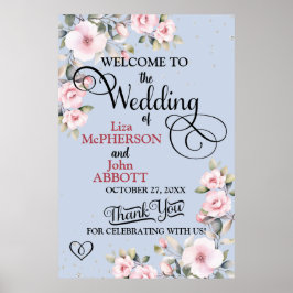 かわいらしフローラ結婚の歓迎サイン ポスター