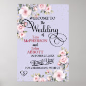 かわいらしフローラ結婚の歓迎サイン ポスター (正面)