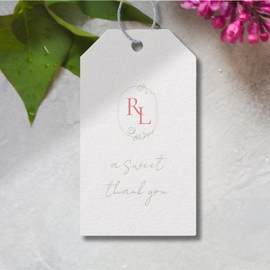 かわいらしフローラ結婚夫婦モノグラムありがとう ギフトタグ