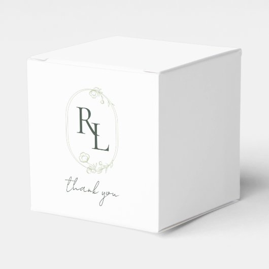 かわいらしフローラ結婚夫婦モノグラムありがとう フェイバーボックス (正面サイド)