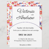 かわいらしフローラ結婚式招待状 (正面/裏面)