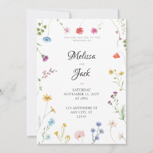 かわいらしフローラ結婚式招待状 招待状 (正面)