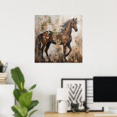 かわいらしフローラ絵画馬 ポスター (ホームオフィス)