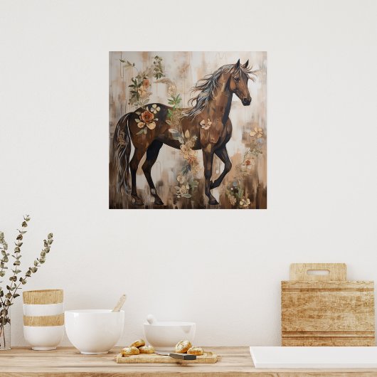 かわいらしフローラ絵画馬 ポスター (キッチン)