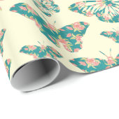 かわいらしフローラ蝶パターン ラッピングペーパー (ロールコーナー)