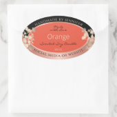 かわいらしフローラ製品ラベルOrange Red Rose金ゴールド 楕円形シール (バッグ)