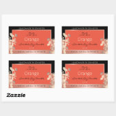 かわいらしフローラ製品ラベルOrange Red Rose金ゴールド 長方形シール (シート)