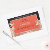 かわいらしフローラ製品ラベルOrange Red Rose金ゴールド 長方形シール (封筒)