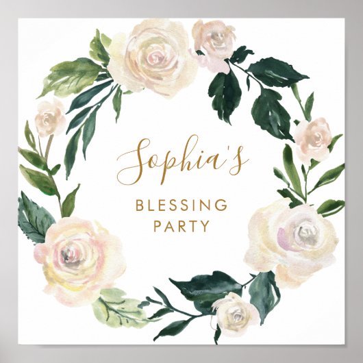 かわいらしフローラ賛美母のパーティー歓迎サイン ポスター (正面)