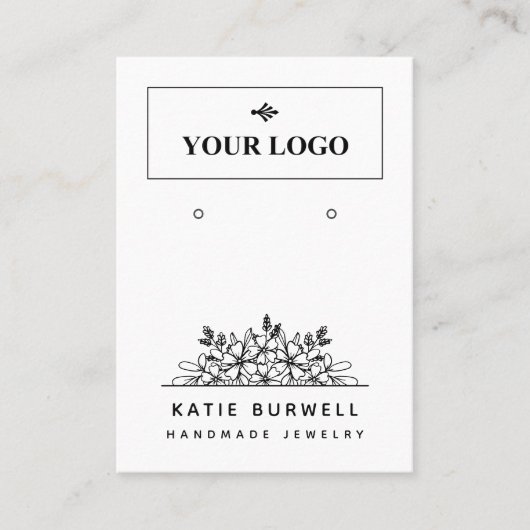 かわいらしフローラ追加ロゴQRコードイヤリングディスプレイ 名刺 (正面)