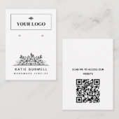 かわいらしフローラ追加ロゴQRコードイヤリングディスプレイ 名刺 (正面/裏面)