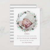 かわいらしフローラ鳥リース誕生発表 招待状 (正面/裏面)