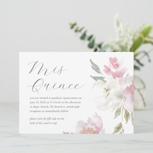 かわいらしフローラ15th誕生日キンセアニラQRコード 招待状 (スタンド正面)