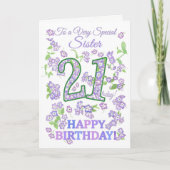 かわいらしフローラ21歳の誕生日とても特別な姉 カード (正面)
