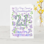 かわいらしフローラ21歳の誕生日の特別孫娘 カード (黄色い花)