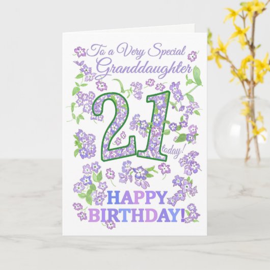 かわいらしフローラ21歳の誕生日の特別孫娘 カード (黄色い花)