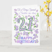 かわいらしフローラ21歳の誕生日の特別義姉 カード (黄色い花)