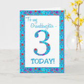 かわいらしフローラ3歳の誕生日グランドドーターブルー カード (黄色い花)