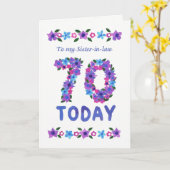 かわいらしフローラ70誕生日、義理の妹 カード (黄色い花)