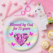 かわいらしフローラ75TH誕生日紙プレート ペーパープレート (パーティー)