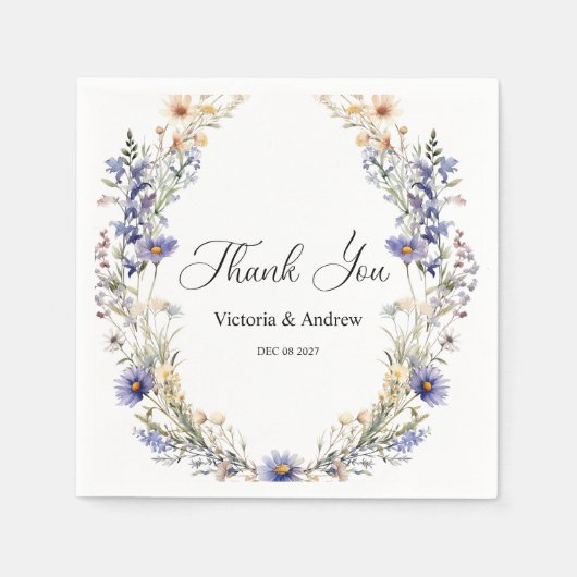 かわいらしフローラ スタンダードカクテルナプキン (正面)