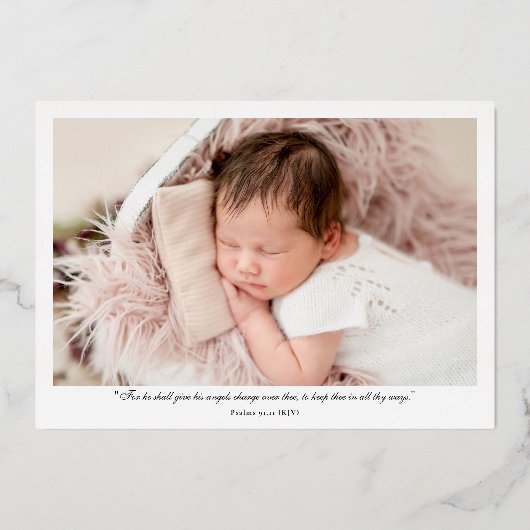 かわいらしフローラ |ピンク&金ゴールドバプテスマ写真 箔招待状 (裏面)