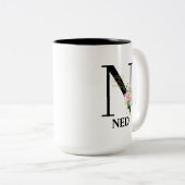 かわいらしフローラNアルファベモノグラムのット ツートーンマグカップ (正面右)