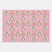 かわいらしフローラUnicornフォト誕生日 ラッピングペーパーシート (正面)