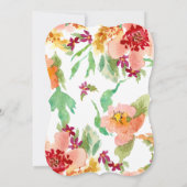 かわいらしブライダルシャワー秋フローラモダン水色 招待状 (裏面)