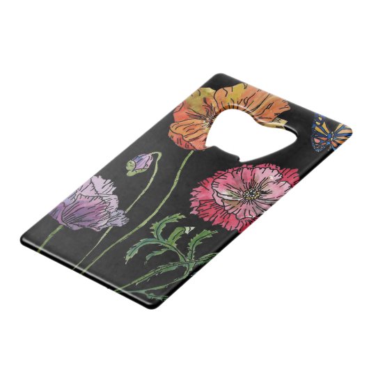 かわいらしブラックウォーター絵画カラーのケシ クレジットカード栓抜き (裏面アングル)