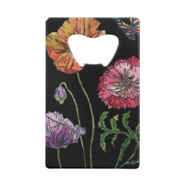 かわいらしブラックウォーター絵画カラーのケシ クレジットカード栓抜き