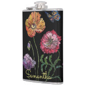 かわいらしブラックウォーター絵画カラーのケシ フラスク (左)