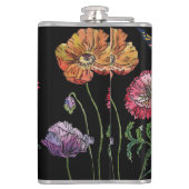 かわいらしブラックウォーター絵画カラーのケシ フラスク (裏面)