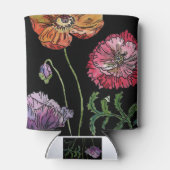 かわいらしブラックウォーター絵画カラーのケシ 缶クーラー (裏面)